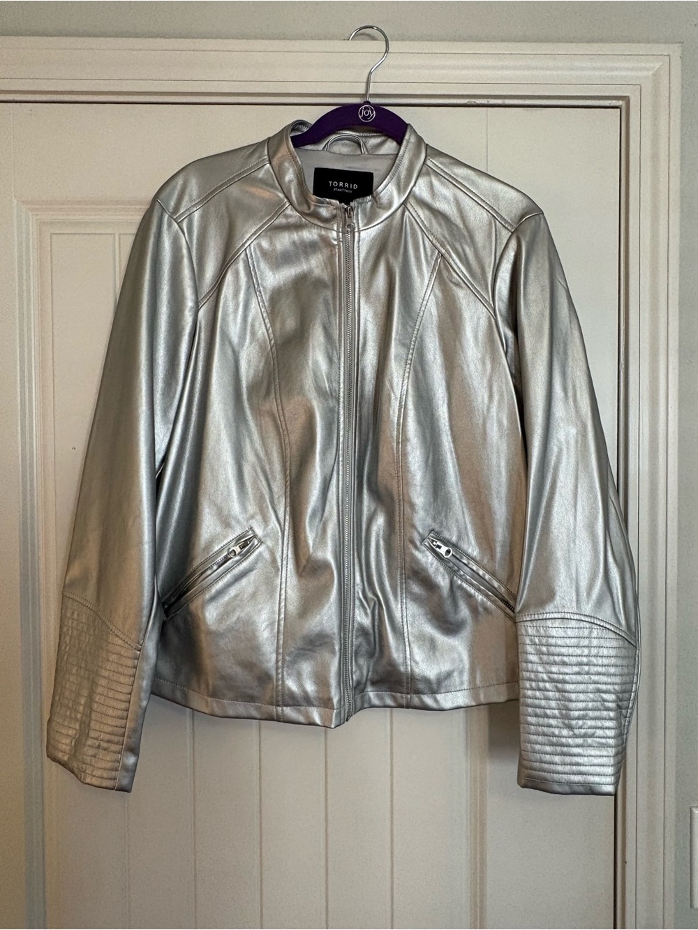 torrid Metallic Silver Faux-Leather Moto Jacket